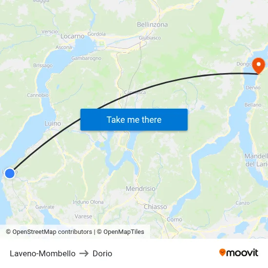 Laveno-Mombello to Dorio map