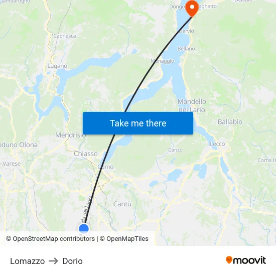 Lomazzo to Dorio map