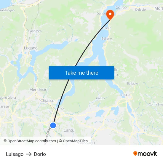 Luisago to Dorio map
