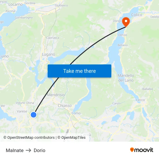 Malnate to Dorio map