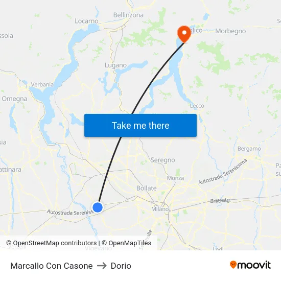 Marcallo con Casone to Dorio map