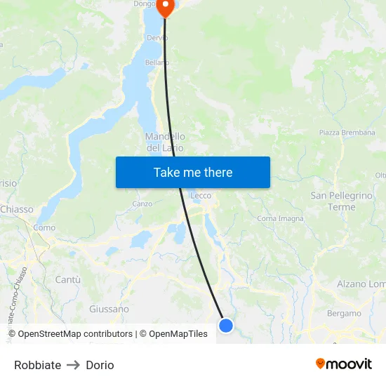 Robbiate to Dorio map