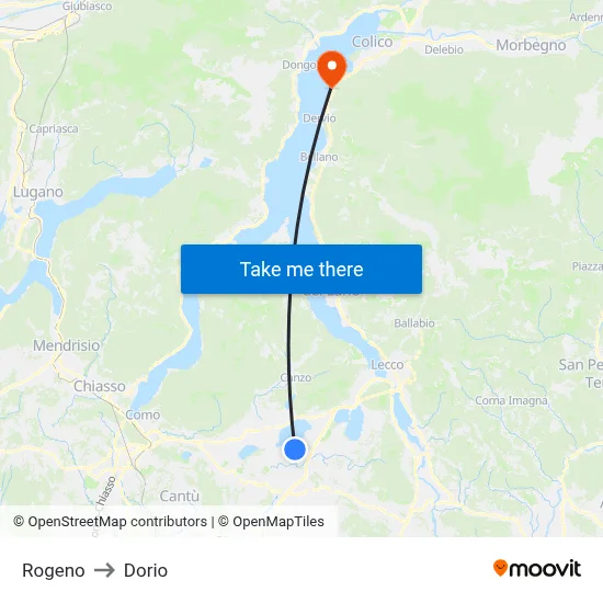 Rogeno to Dorio map