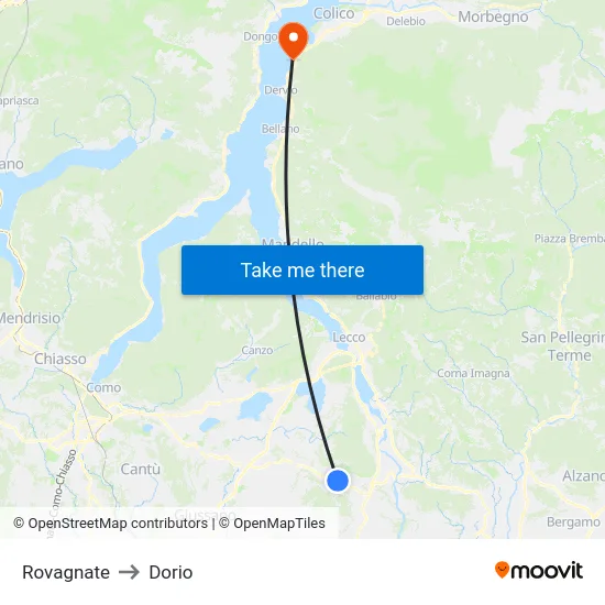 Rovagnate to Dorio map