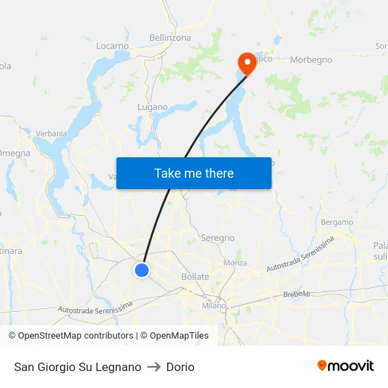 San Giorgio Su Legnano to Dorio map