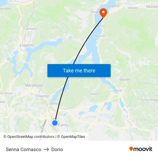 Senna Comasco to Dorio map