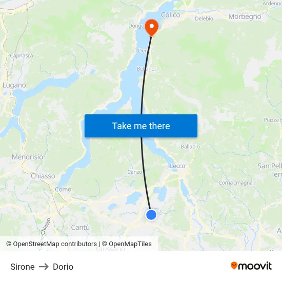 Sirone to Dorio map