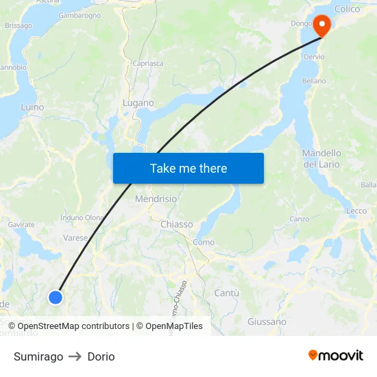 Sumirago to Dorio map