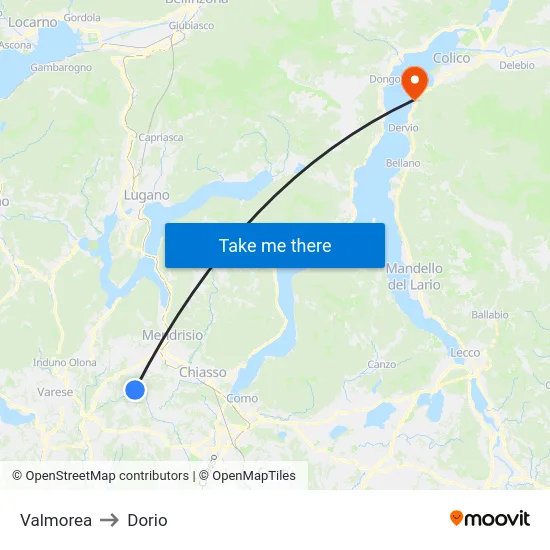 Valmorea to Dorio map