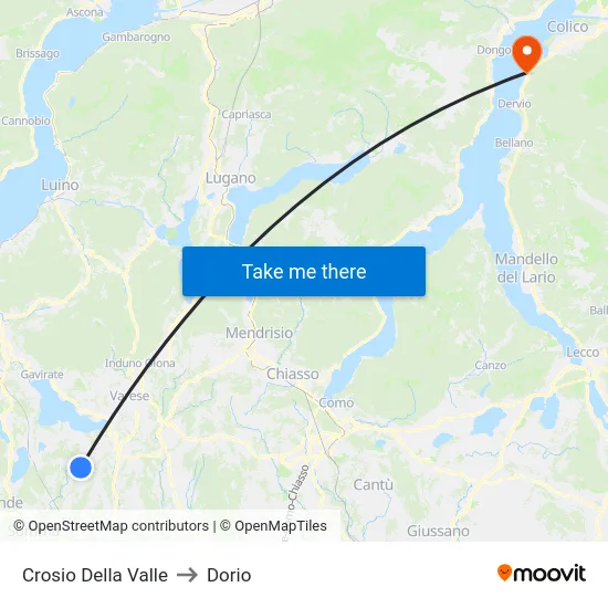 Crosio Della Valle to Dorio map