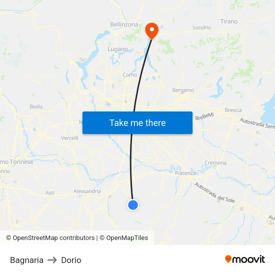 Bagnaria to Dorio map