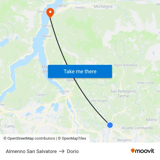 Almenno San Salvatore to Dorio map