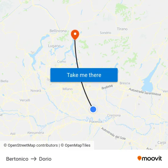 Bertonico to Dorio map