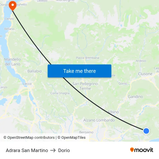 Adrara San Martino to Dorio map
