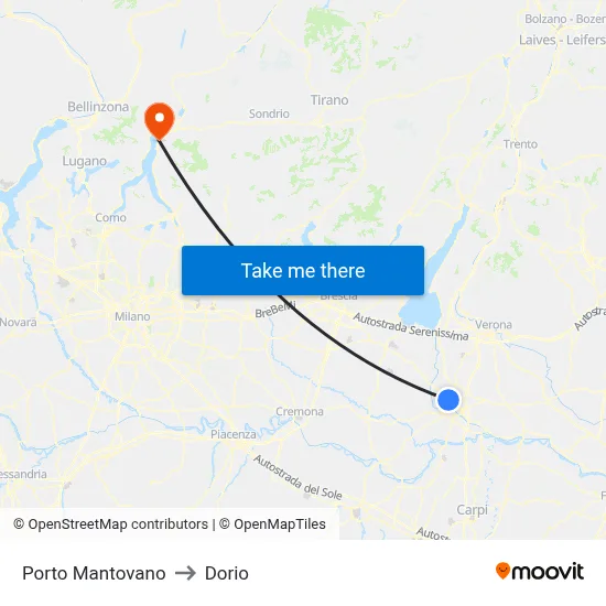 Porto Mantovano to Dorio map