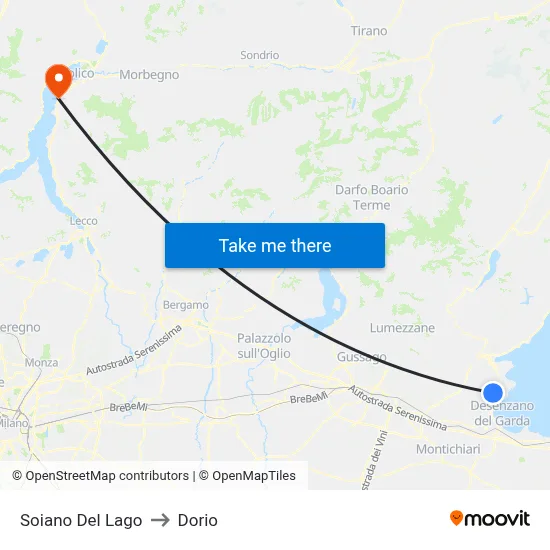 Soiano Del Lago to Dorio map