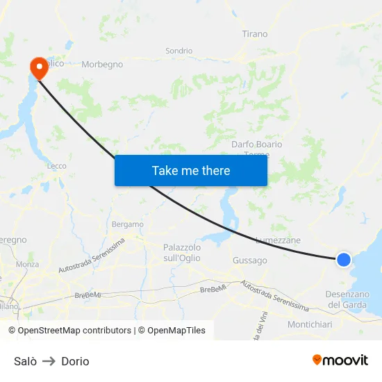 Salò to Dorio map