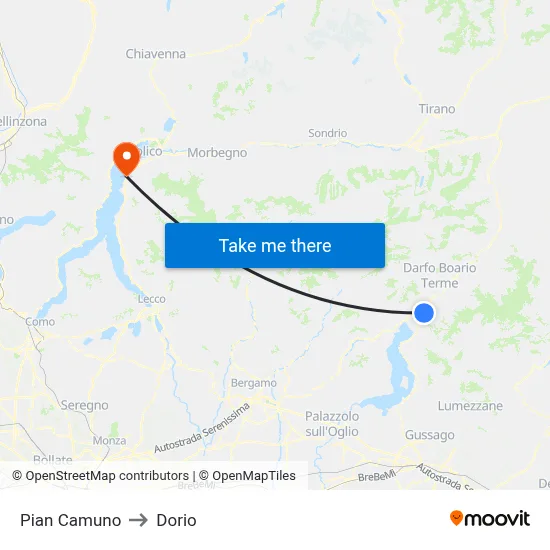 Pian Camuno to Dorio map
