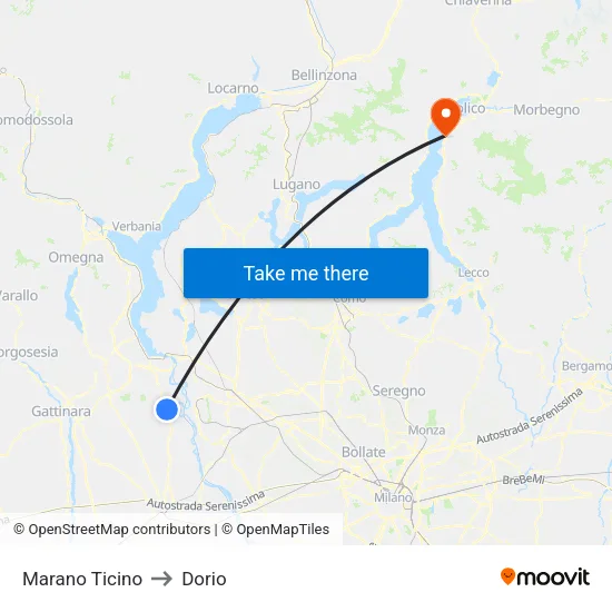 Marano Ticino to Dorio map