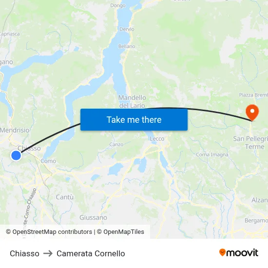 Chiasso to Camerata Cornello map