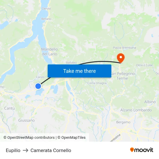 Eupilio to Camerata Cornello map