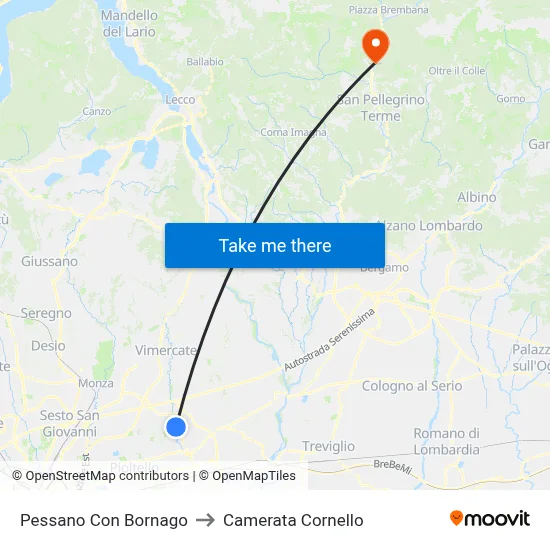Pessano Con Bornago to Camerata Cornello map