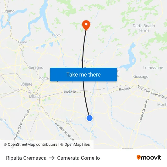 Ripalta Cremasca to Camerata Cornello map