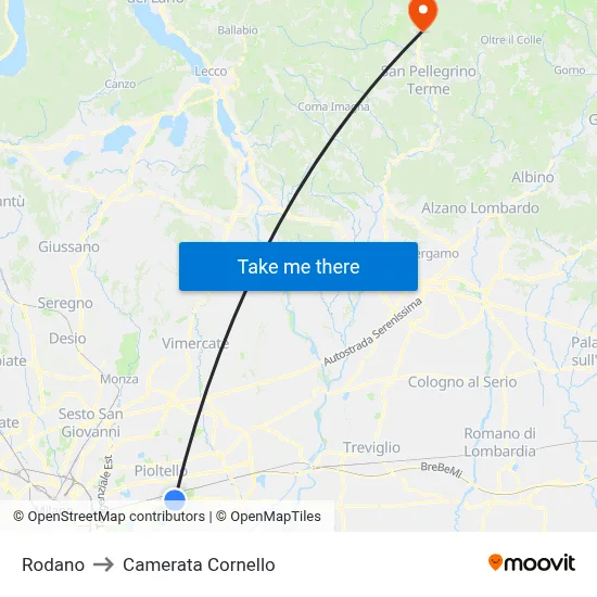 Rodano to Camerata Cornello map