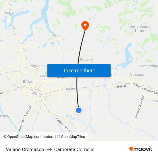 Vaiano Cremasco to Camerata Cornello map