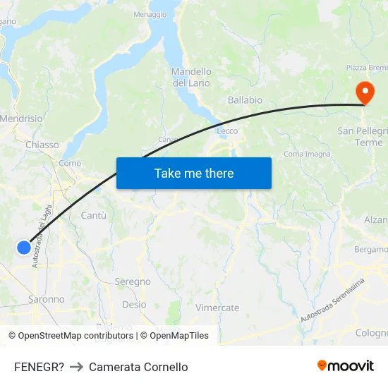 Fenegro to Camerata Cornello map
