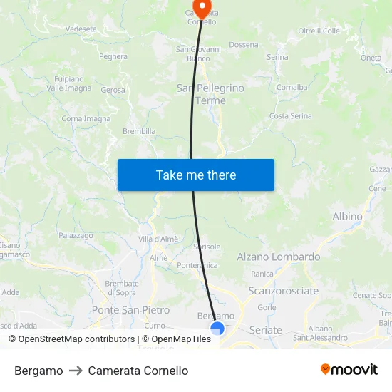 Bergamo to Camerata Cornello map