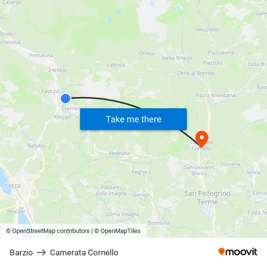 Barzio to Camerata Cornello map