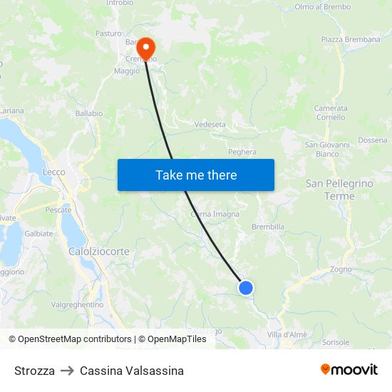 Strozza to Cassina Valsassina map