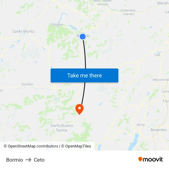 Bormio to Ceto map