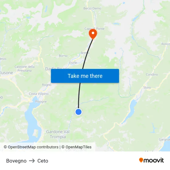 Bovegno to Ceto map