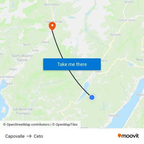 Capovalle to Ceto map