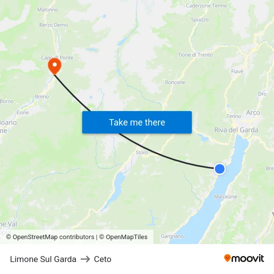Limone Sul Garda to Ceto map