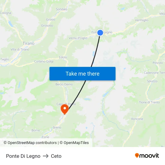 Ponte Di Legno to Ceto map