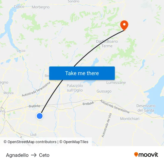 Agnadello to Ceto map