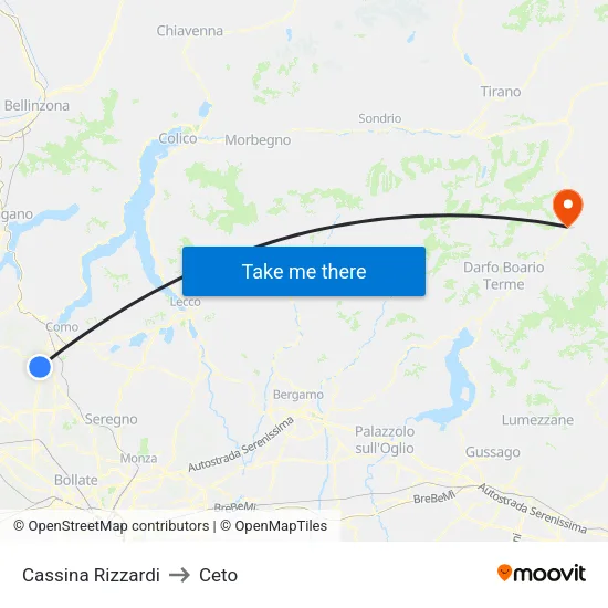 Cassina Rizzardi to Ceto map