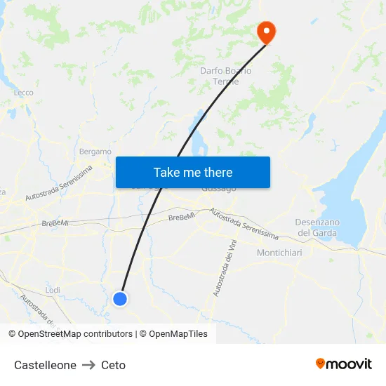 Castelleone to Ceto map