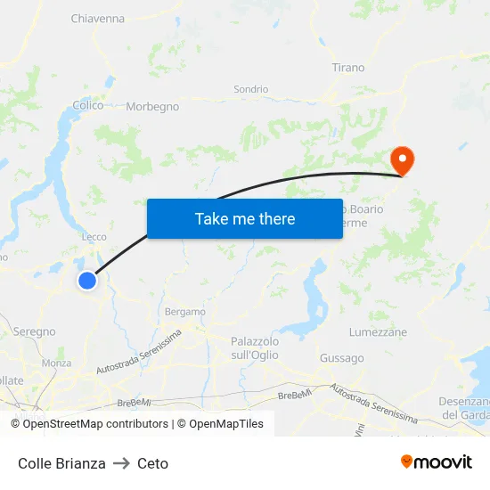Colle Brianza to Ceto map