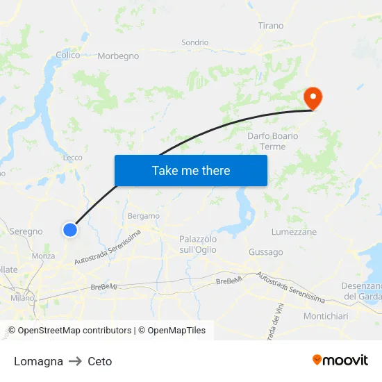 Lomagna to Ceto map