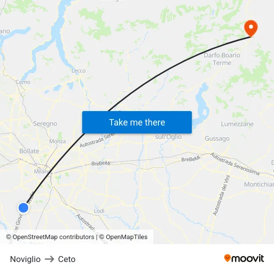 Noviglio to Ceto map