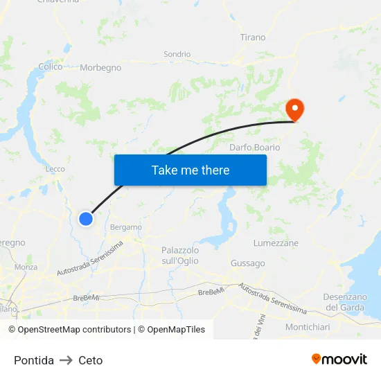 Pontida to Ceto map
