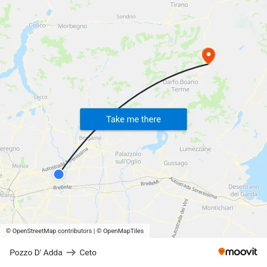 Pozzo D' Adda to Ceto map