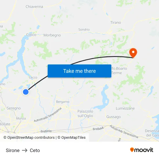 Sirone to Ceto map