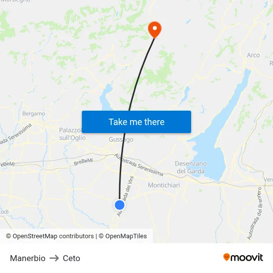 Manerbio to Ceto map
