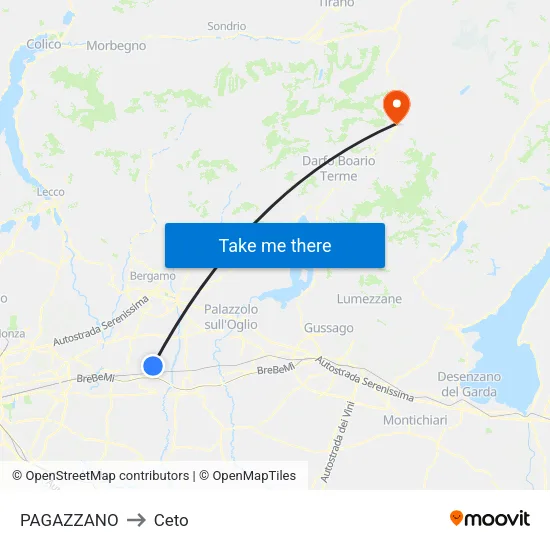 PAGAZZANO to Ceto map