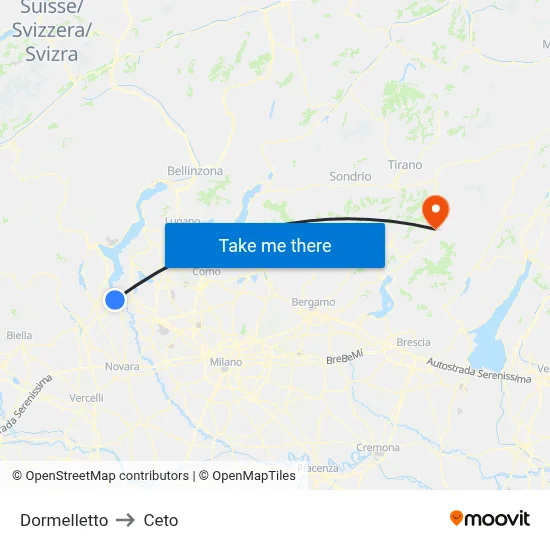 Dormelletto to Ceto map